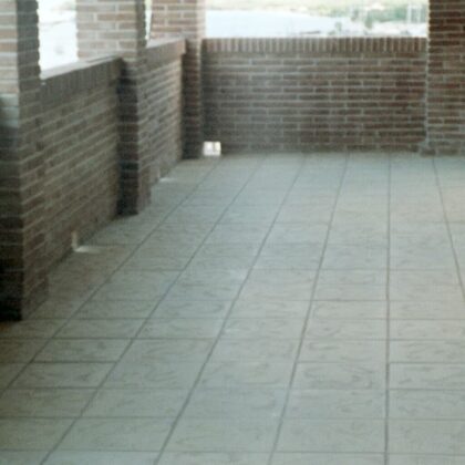 Travertine tile on enclosed porch