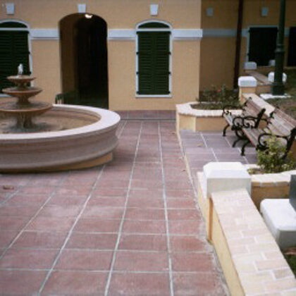 Interior courtyard of 16" replica street pavers in Christiansted
