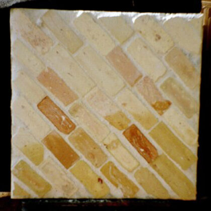 Diagonal inlaid old brick slices