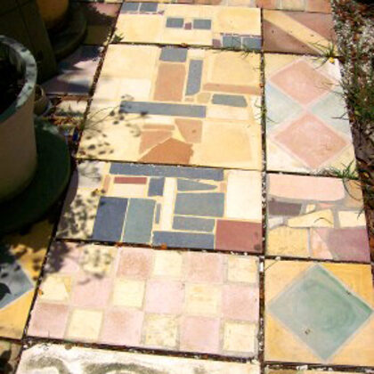 Pieced tile walkway 