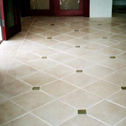 12" parchment tile with 3" detail; smaller grout joints look better