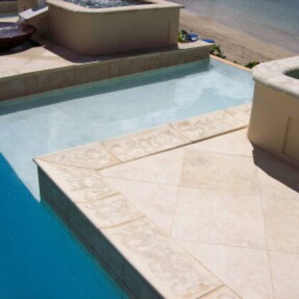 Parchment pool coping and wall caps, 18" tile
