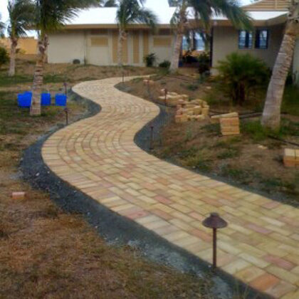 Bricks can make a curved walkway