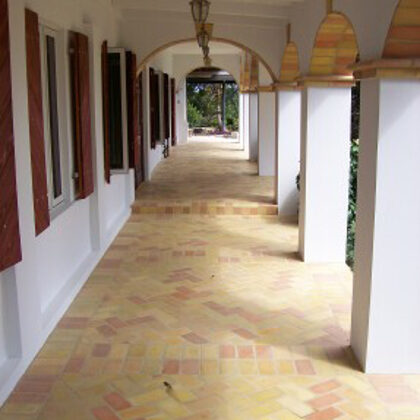 Patterned walkway of soaps