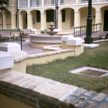 Soaps laid as wall caps, Gov't House, Christiansted