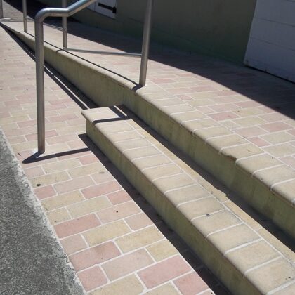 Bullnose soaps on complicated walkway