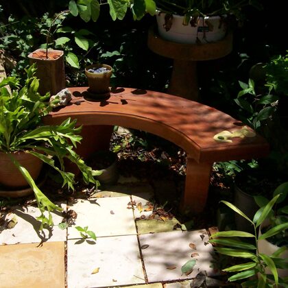 Curved bench in the garden