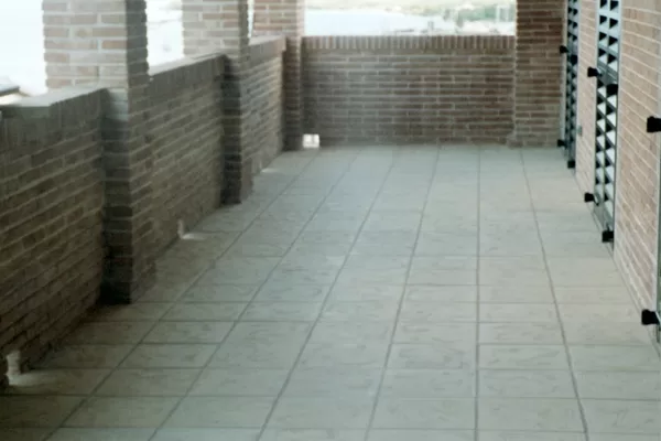 Travertine tile on enclosed porch