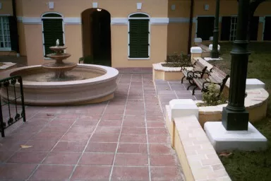 Interior courtyard of 16" replica street pavers in Christiansted