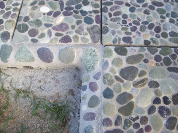 Detail of corner of fire pit