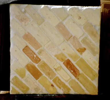 Diagonal inlaid old brick slices