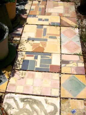 Pieced tile walkway 
