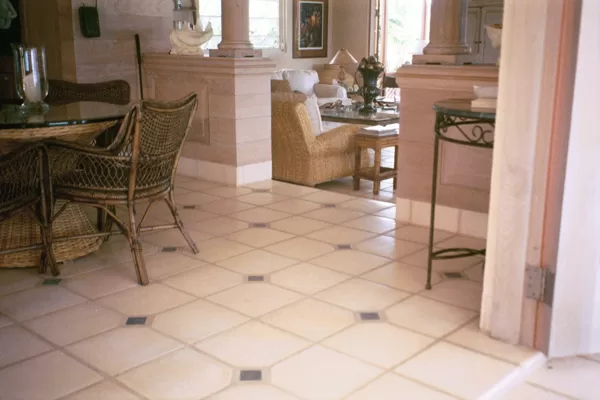 Looking from kitchen into great room