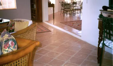 12" pink lightly textured tile with clouds