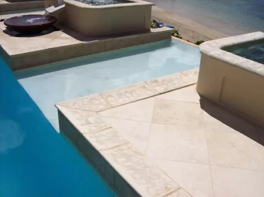  Parchment pool coping and wall caps, 18" tile