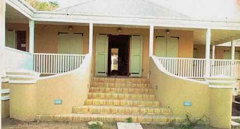 Open arm stair case with bullnose brick treads