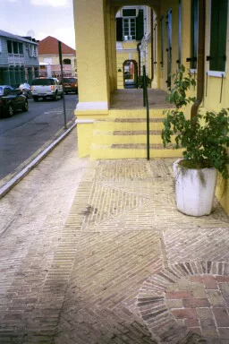 Bricks on street corner, Christiansted