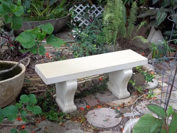 White bench at studio