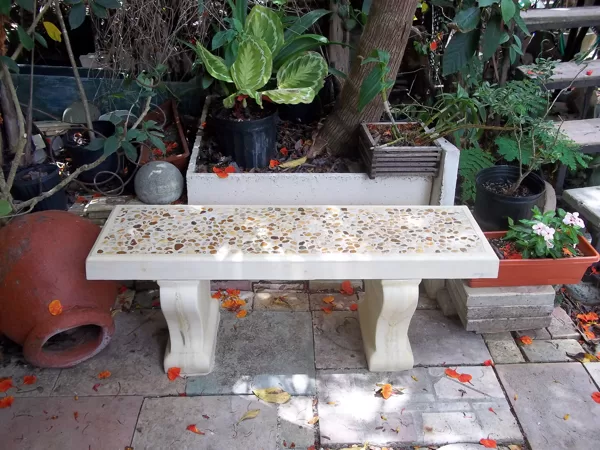 Pebble top bench