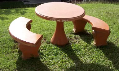 Memorial table and benches at Country Day School
