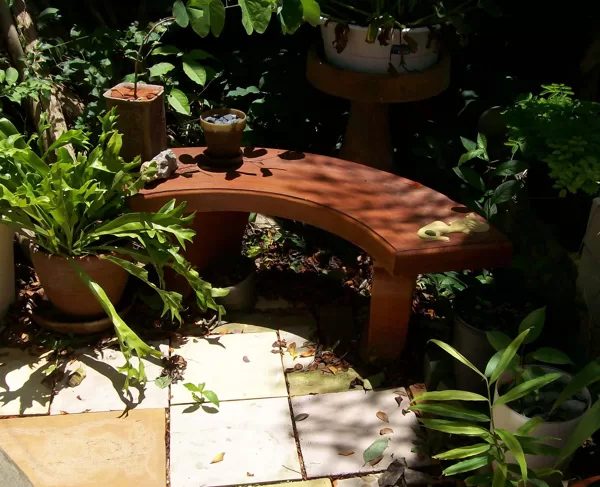 Curved bench in the garden