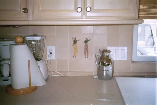 Mocko jumbie tile installed in kitchen